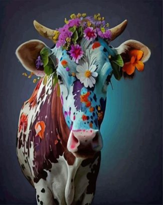 Floral Cow - Diamond Painting 